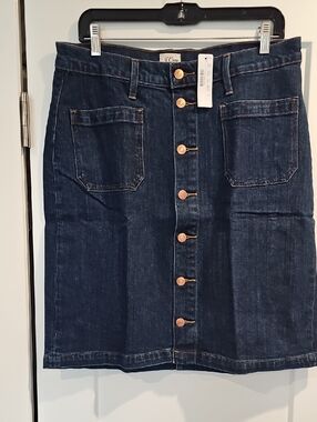 J. Crew Dark Indigo Button-Front Denim Skirt